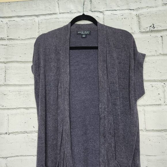 Barefoot Dreams Cozychic Ultra Lite Short Sleeve Long Cardigan Gray Sz Medium - Picture 2 of 12